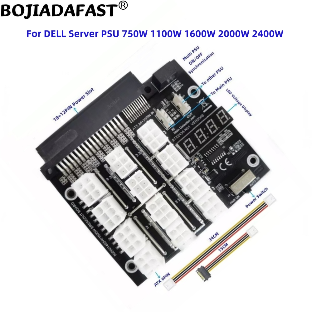 12 Port PCI-E 6Pin Konektor Se - 2400W Server Psu Breakout Board ulasan dan harga