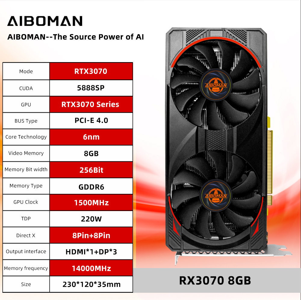 Kartu Grafis Komputer AIBOMAN  - Rtx 3070 8Gb Graphics Card ulasan dan harga