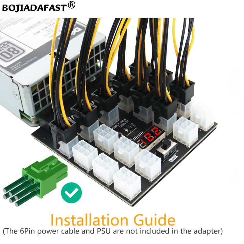 17 Port PCIe 6Pin Konektor Ada - 2400W Server Psu Breakout Board ulasan dan harga
